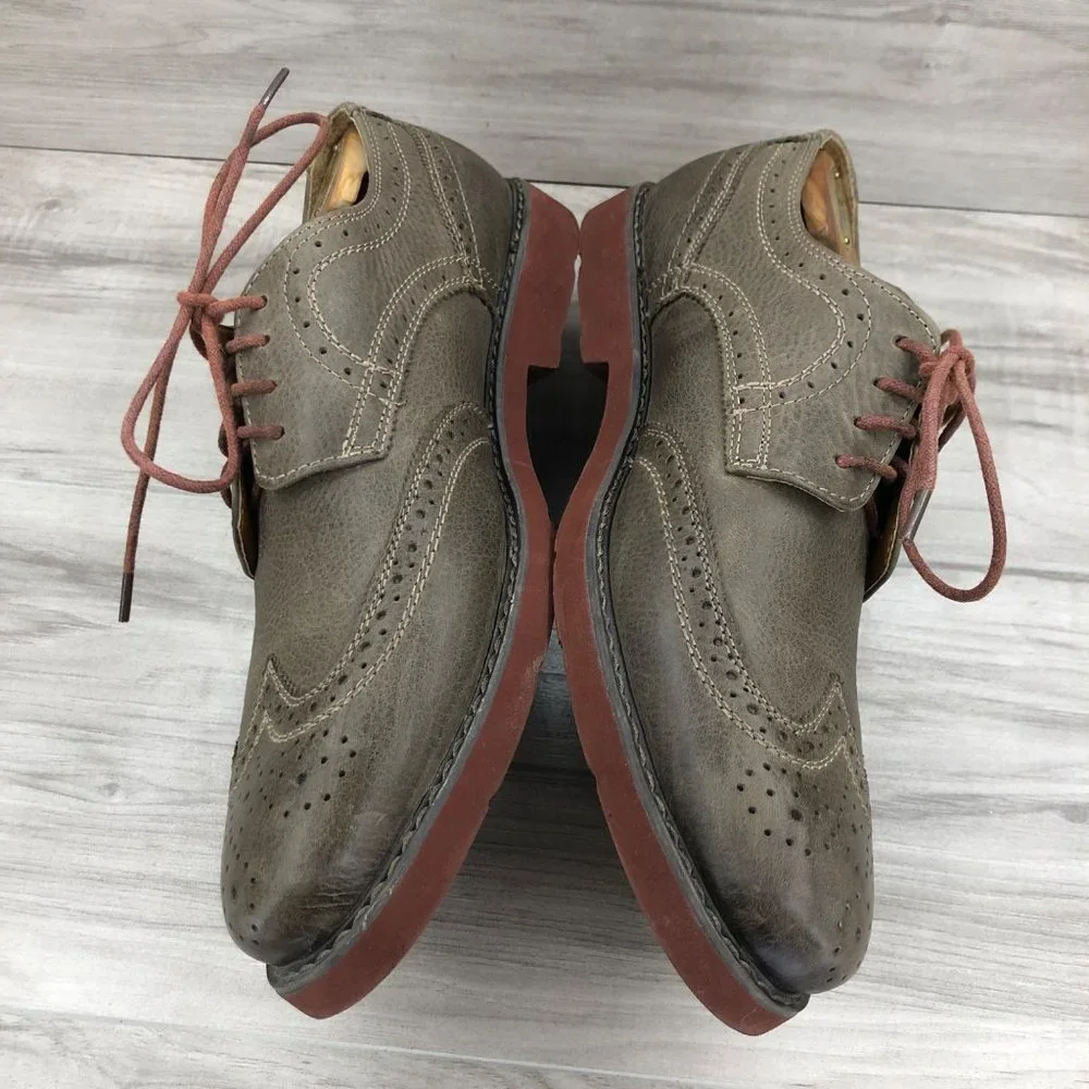 GBX Zevon Shoes Men's 12 Brown Leather Wingtip Lace Up Derby Oxfords